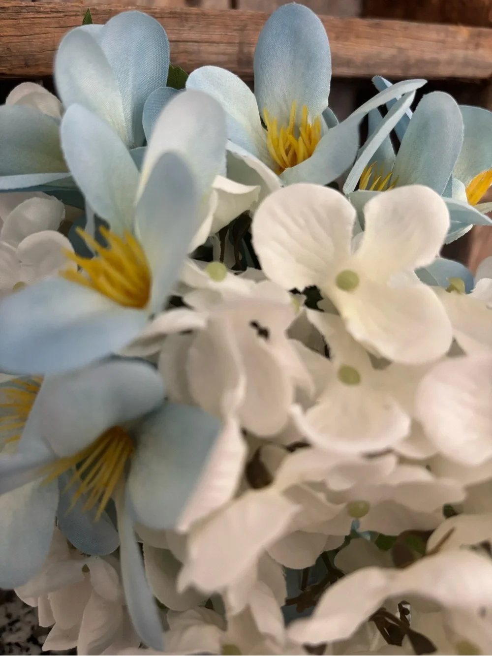 Faux Floral Nosegay Bouquet Soft Blues & White NEW Final Sale